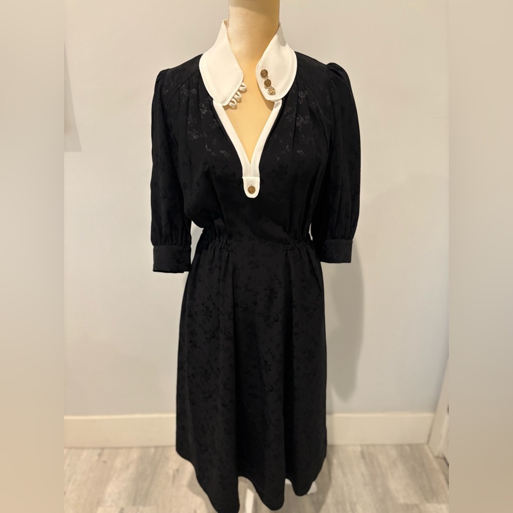 Mayle La Feminine Black & White 100% Silk Dress, Size 4